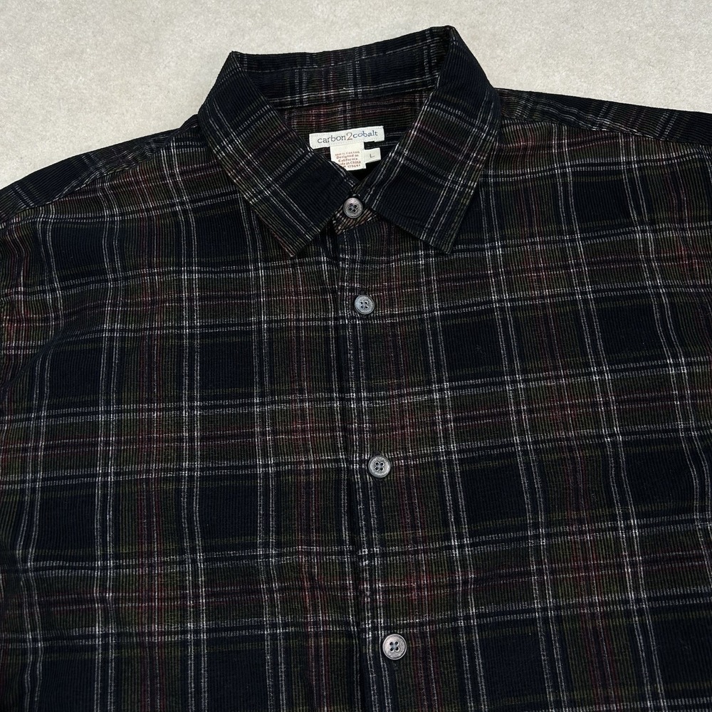 Carbon 2 Cobalt Corduroy Shirt Mens Large Plaid Button Up Longsleeve
